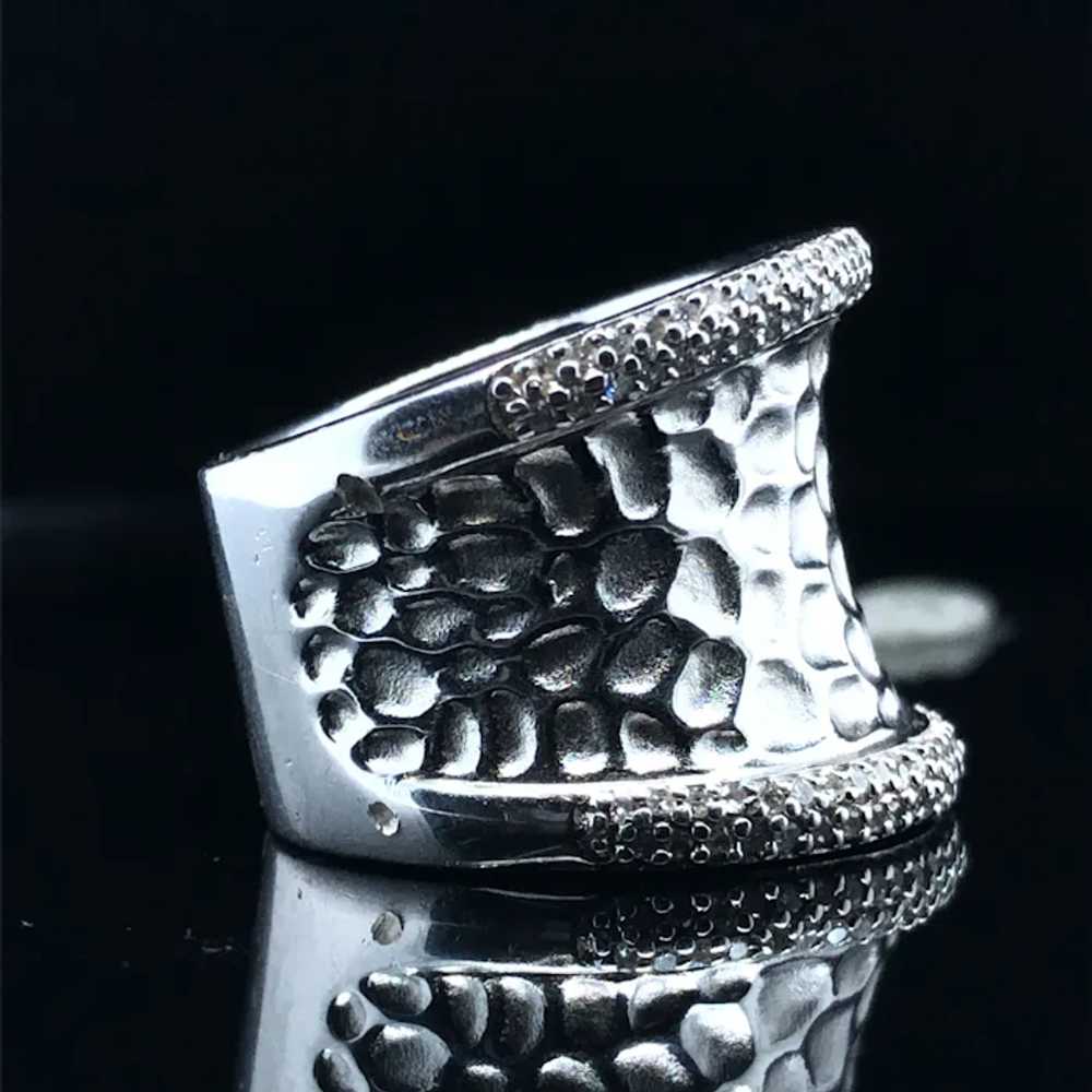 EFFY Sterling Diamond Hammered Ring - image 3