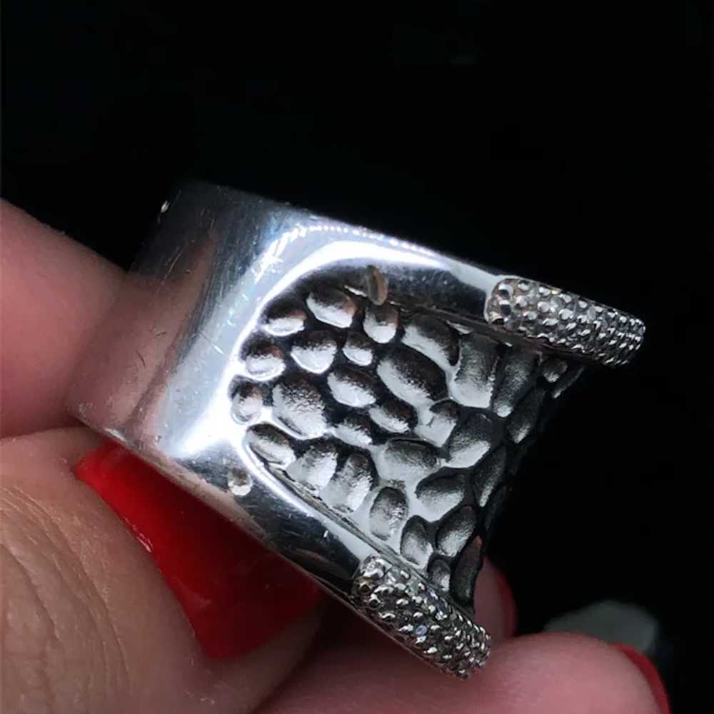 EFFY Sterling Diamond Hammered Ring - image 4