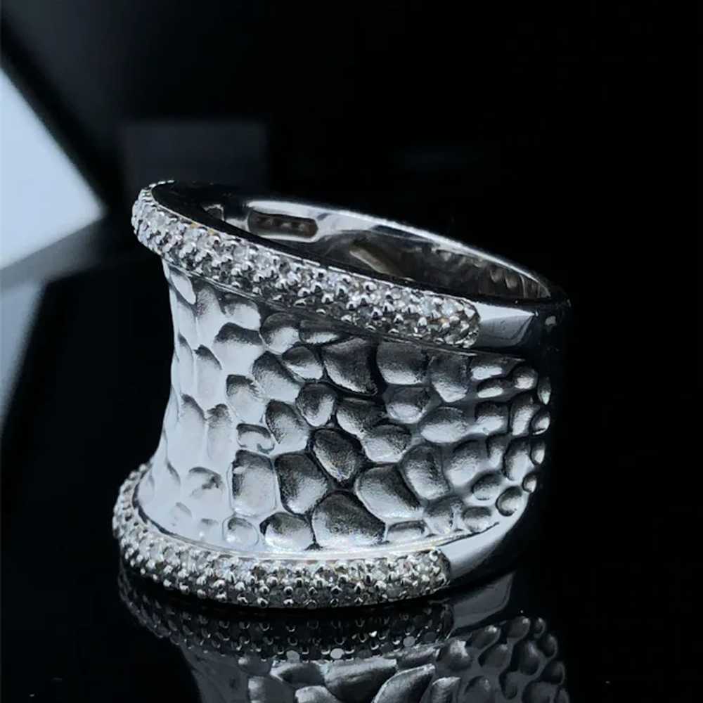 EFFY Sterling Diamond Hammered Ring - image 7