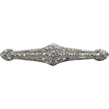 Art Deco 1.36 CTW Diamond Platinum 14k Filigree B… - image 1