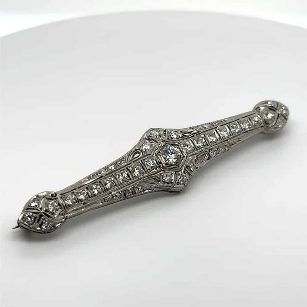 Art Deco 1.36 CTW Diamond Platinum 14k Filigree B… - image 2