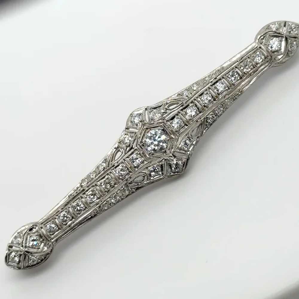 Art Deco 1.36 CTW Diamond Platinum 14k Filigree B… - image 6