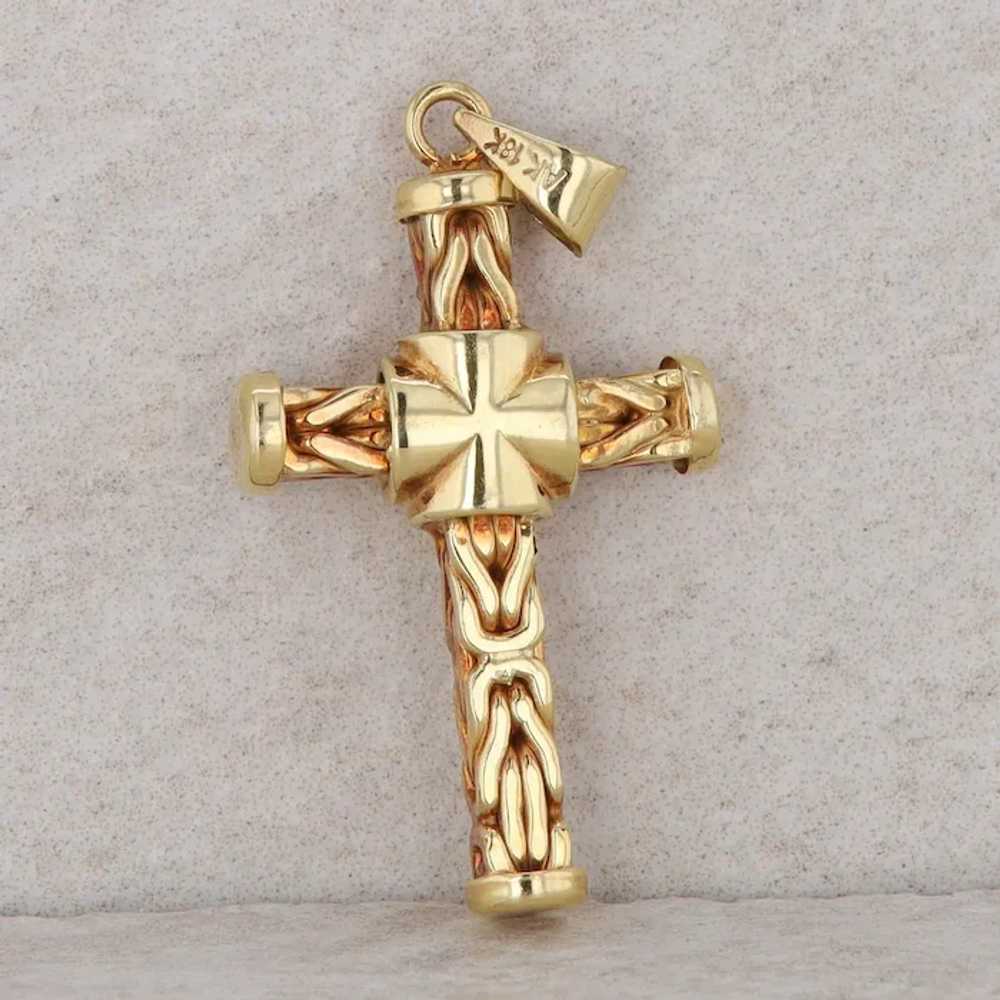 18k Yellow Gold Textured Cross Pendant 2.40g - image 2