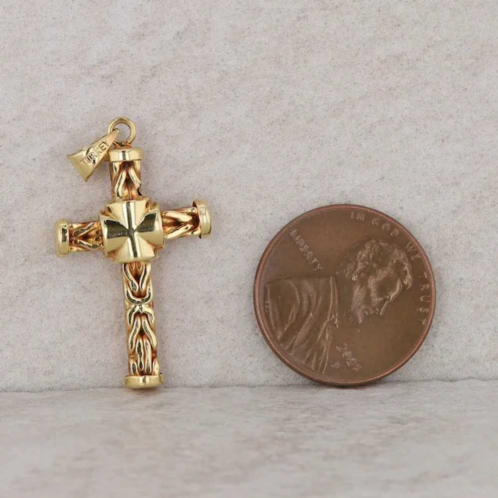 18k Yellow Gold Textured Cross Pendant 2.40g - image 3