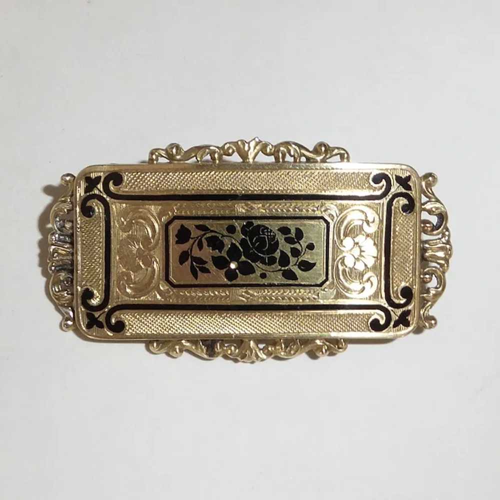 14k & Tracery Enamel Floral Victorian Pin - image 10