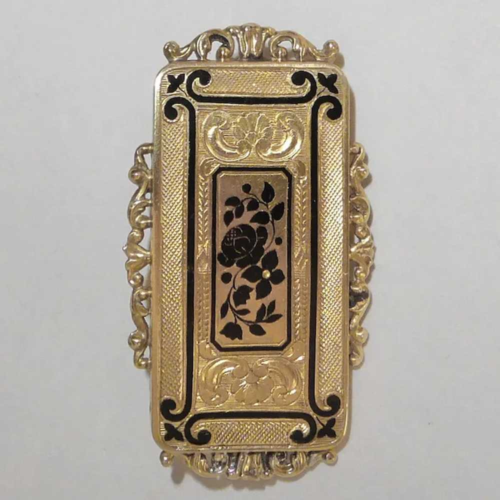 14k & Tracery Enamel Floral Victorian Pin - image 5