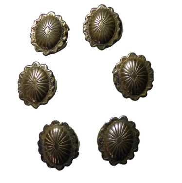 Set of 6 Native American Sterling Button Covers