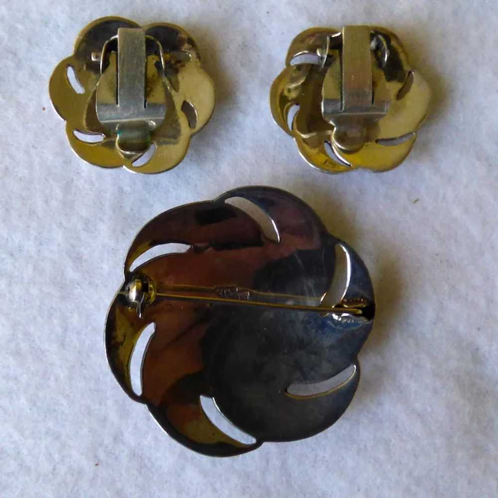 Vintage Siam Sterling Bracelet Pin & Earrings - image 6