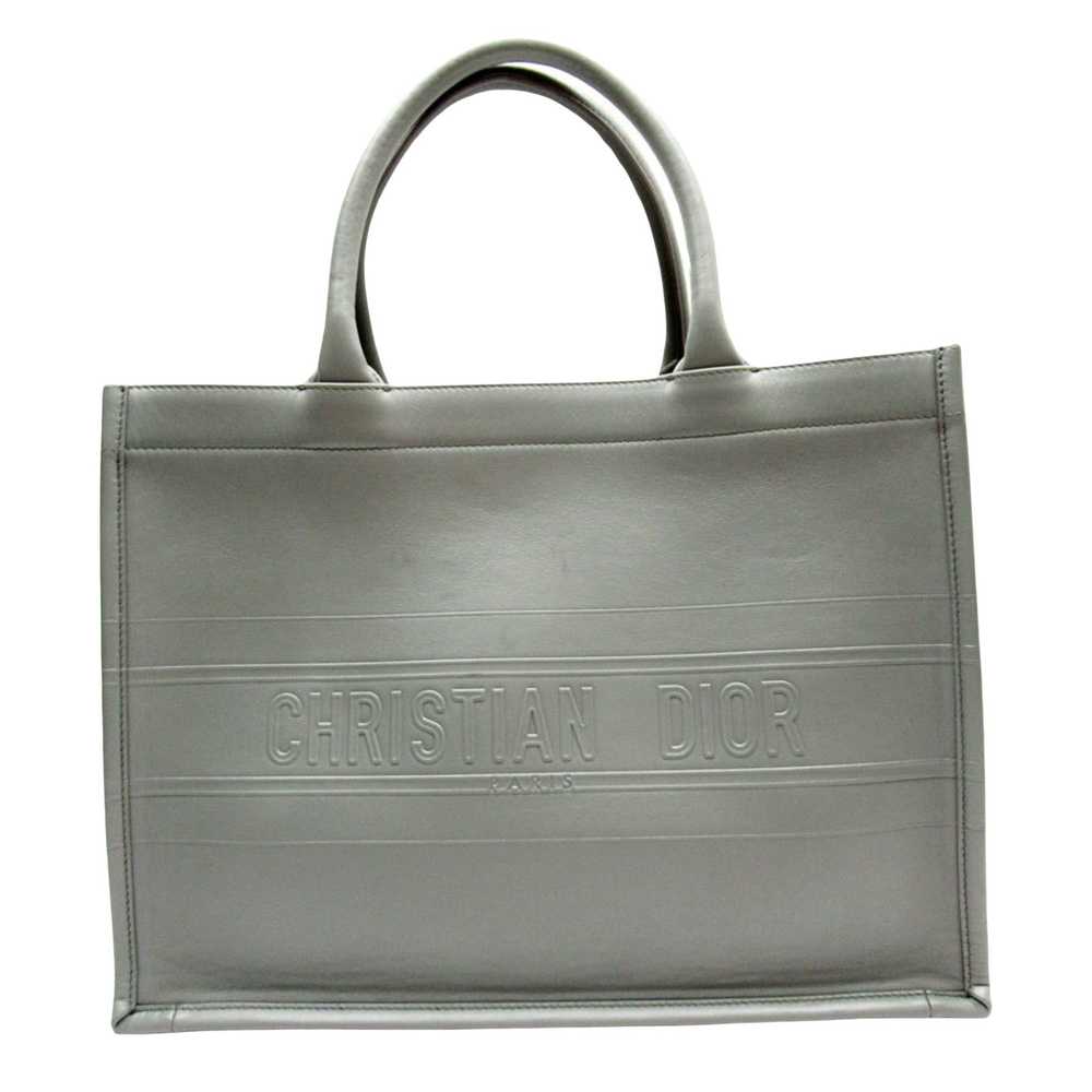 Dior Book Tote Grey Leather Tote Bag (Pre-Owned) - image 1