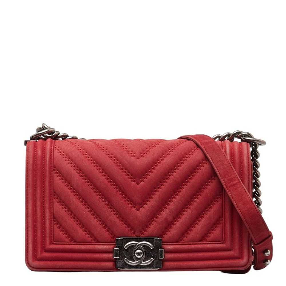 Chanel Boy Red Suede Shopper Bag (Pre-Owned) - image 1