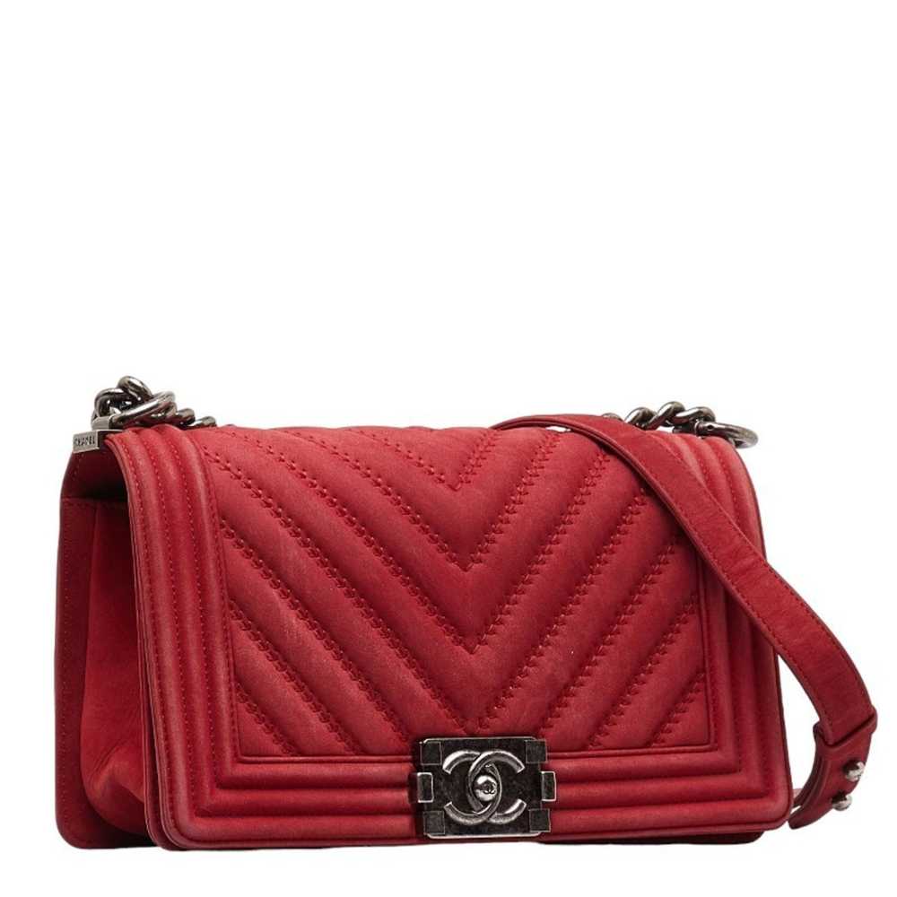 Chanel Boy Red Suede Shopper Bag (Pre-Owned) - image 4