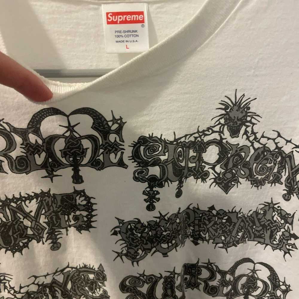 Supreme White black and grey skull supreme shirt - image 3