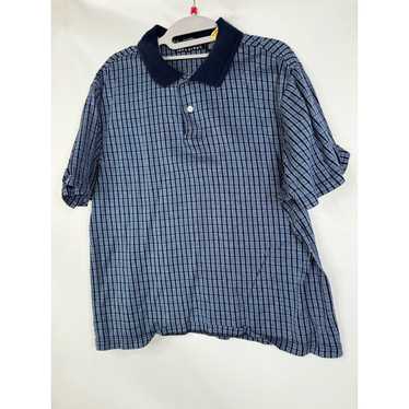 John Henry John Henry Mens Blue Windowpane Polo S… - image 1