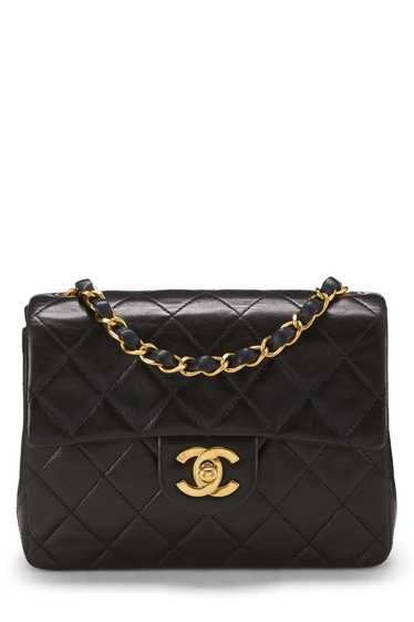 Black Quilted Lambskin Half Flap Mini