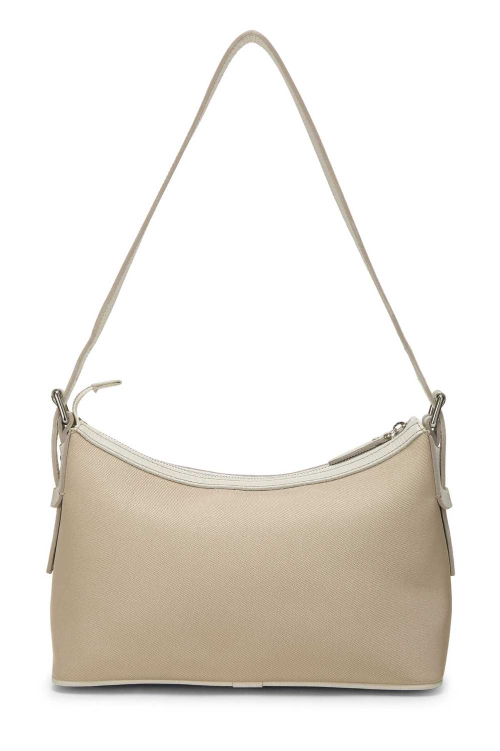 Beige Nylon Check Satchel Shoulder Bag - image 2