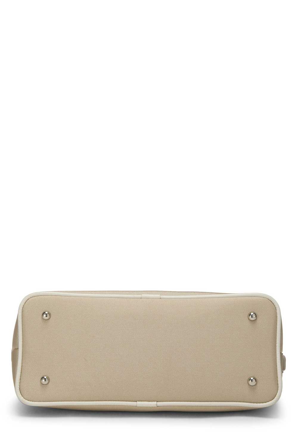 Beige Nylon Check Satchel Shoulder Bag - image 3