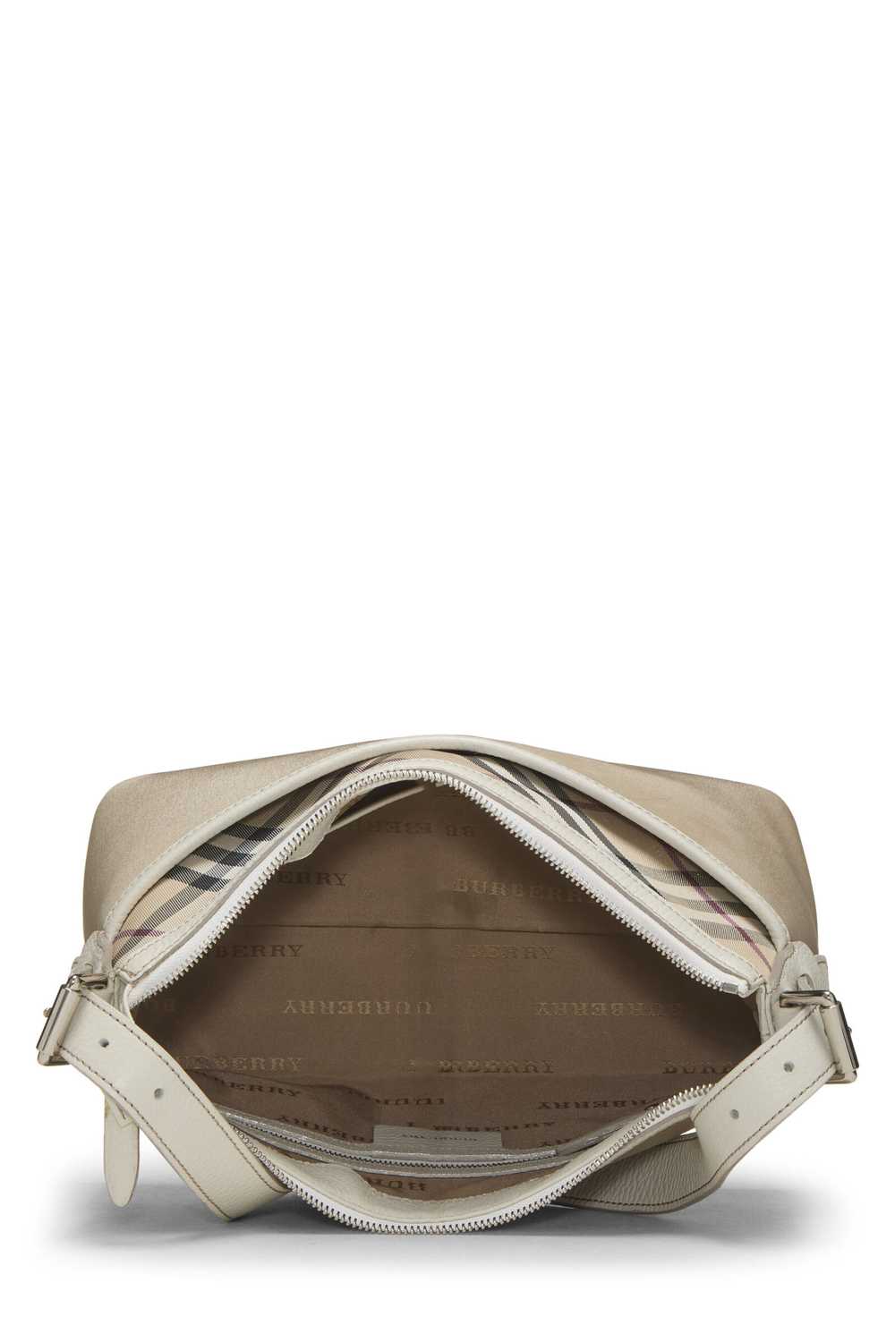 Beige Nylon Check Satchel Shoulder Bag - image 4