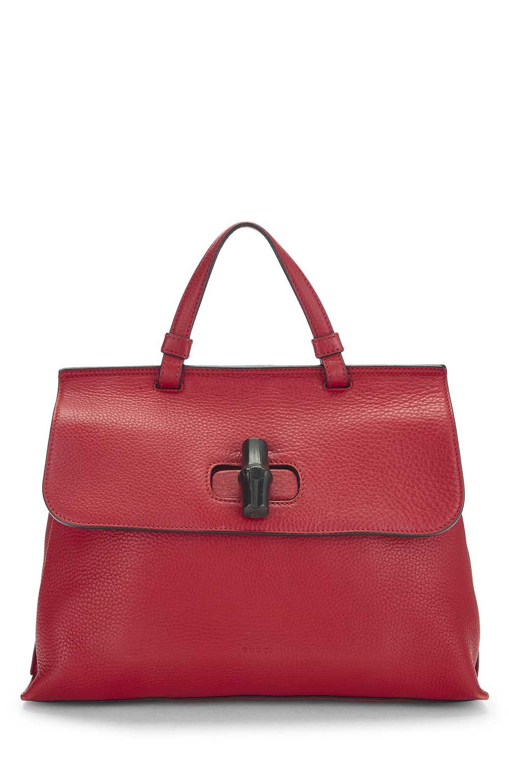 Red Leather Bamboo Daily Handbag - image 1