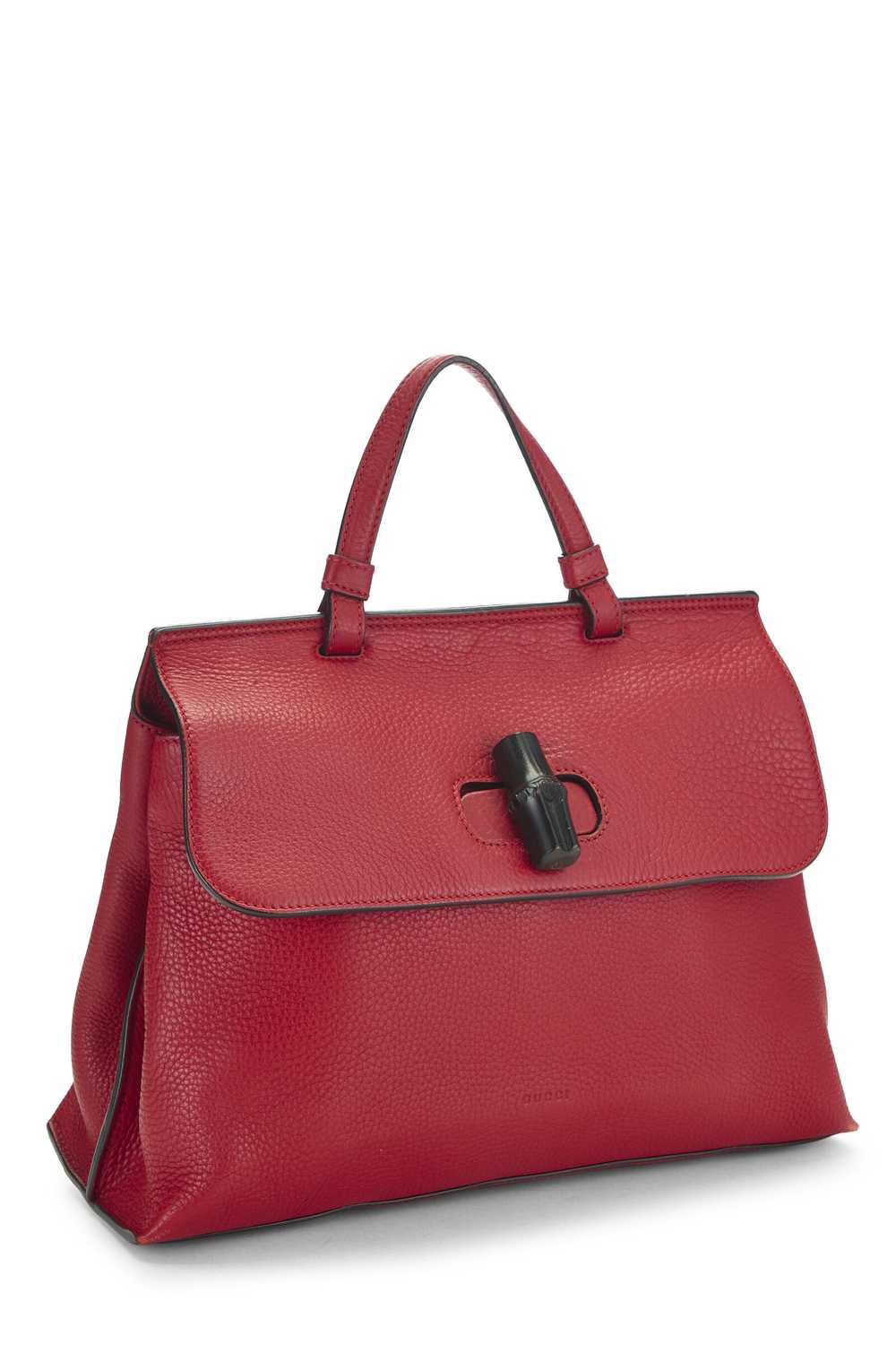 Red Leather Bamboo Daily Handbag - image 2