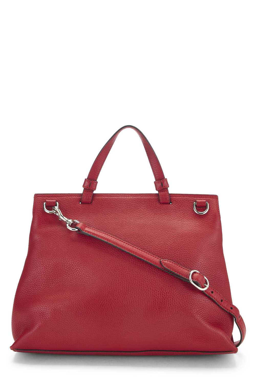 Red Leather Bamboo Daily Handbag - image 4