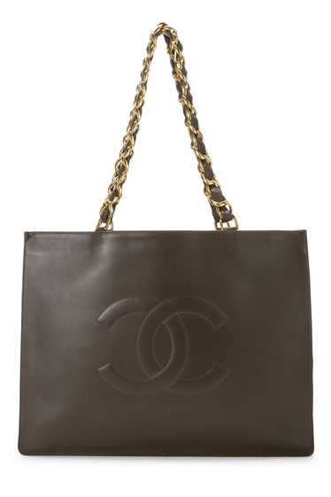 Brown Lambskin Flat Chain Handle Tote Large - image 1