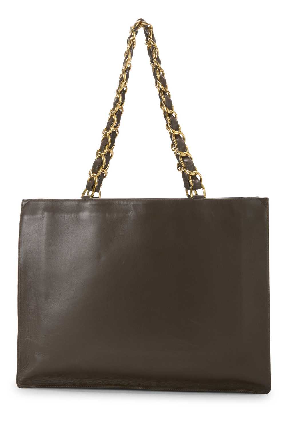 Brown Lambskin Flat Chain Handle Tote Large - image 4