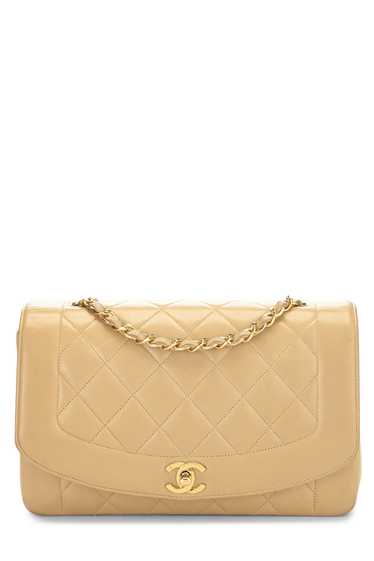 Beige Quilted Lambskin Classic Flap Medium