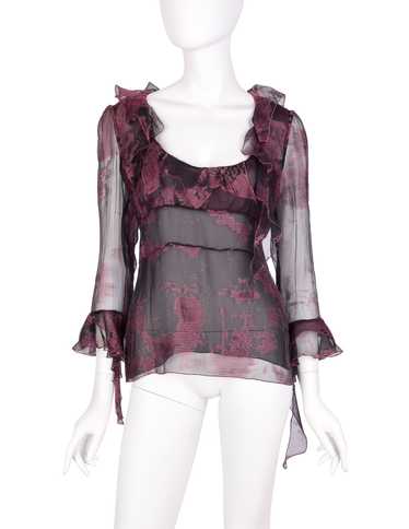 Christian Lacroix Vintage Black and Mauve Floral S