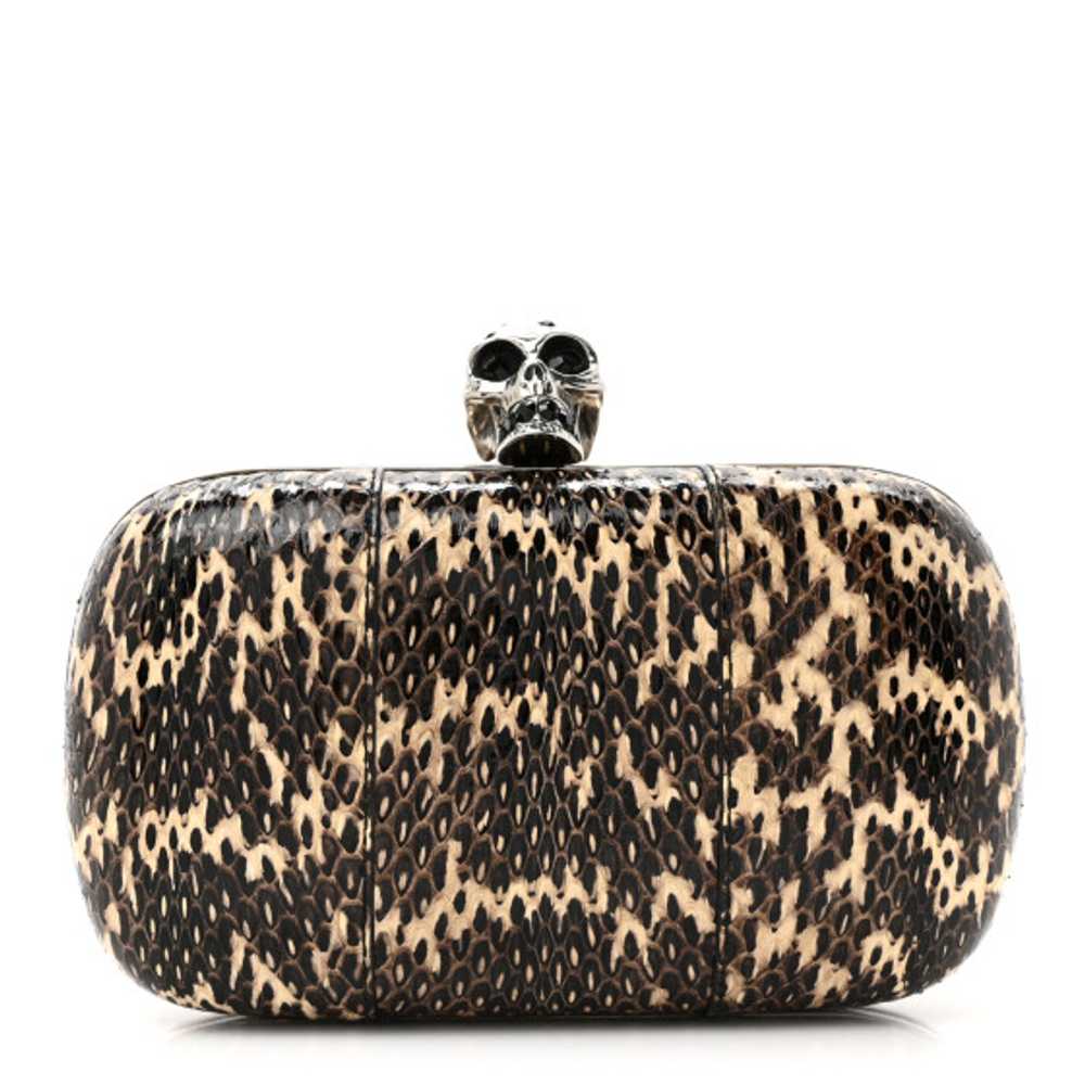 ALEXANDER MCQUEEN Snakeskin Skull Box Clutch Brown - image 1