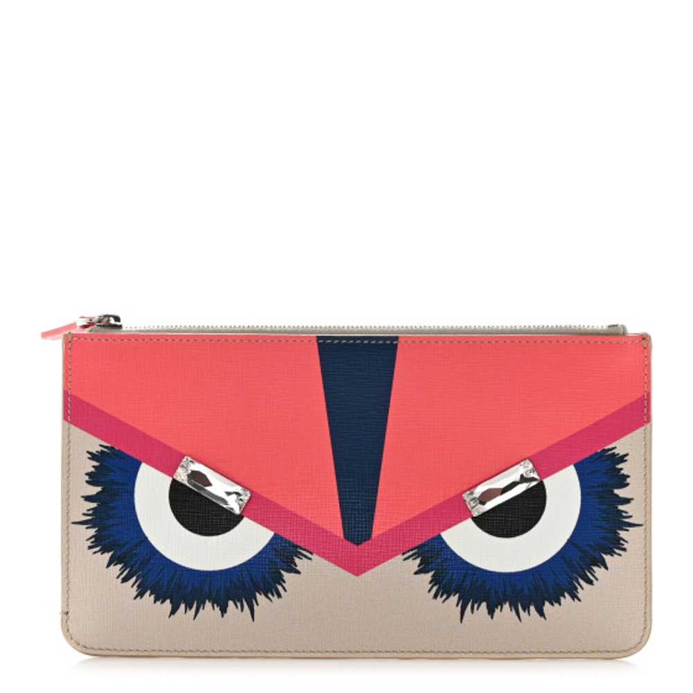 FENDI Vitello Elite Crystal Eye Monster Zip Pouch… - image 1