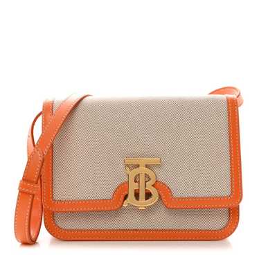 BURBERRY Canvas Calfskin Small TB Bag Orange