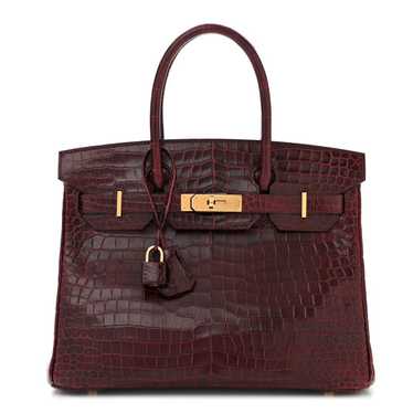 HERMES Shiny Porosus Crocodile Birkin 30 Bordeaux