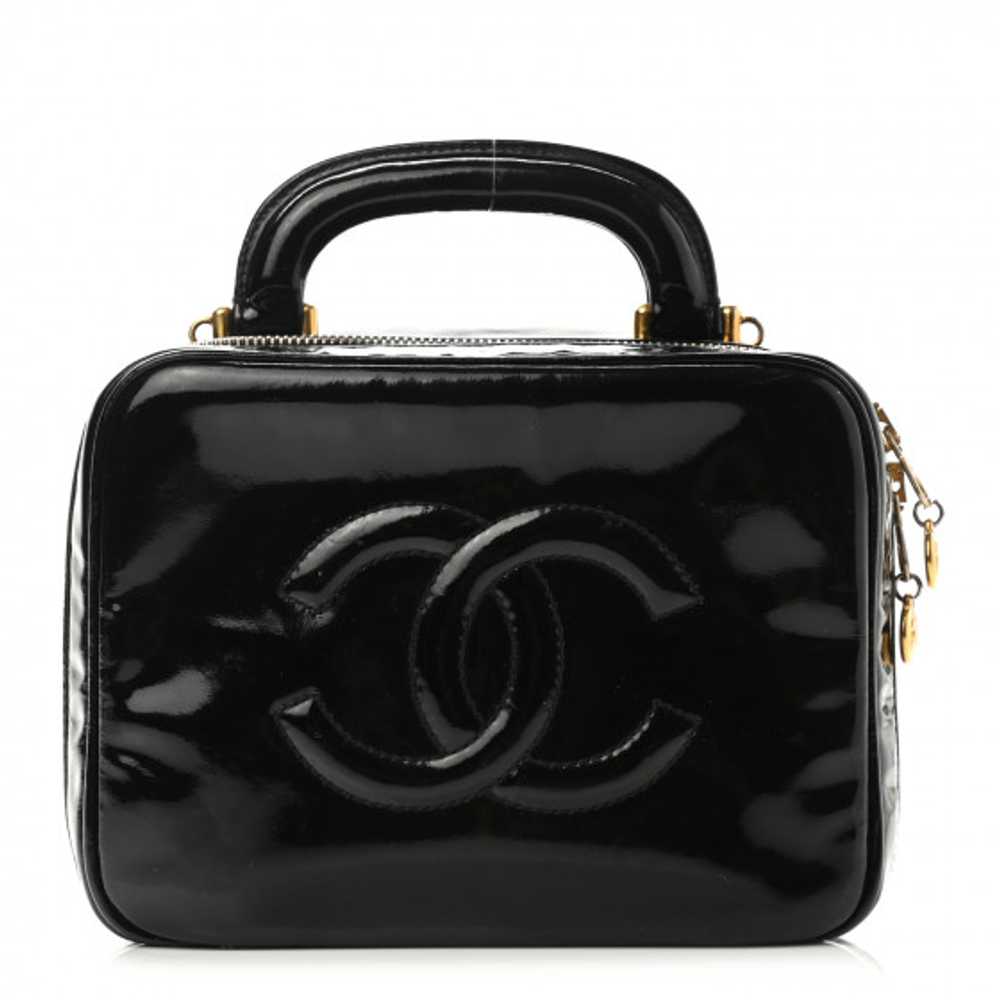 CHANEL Patent CC Vanity Cosmetic Case Black - image 1