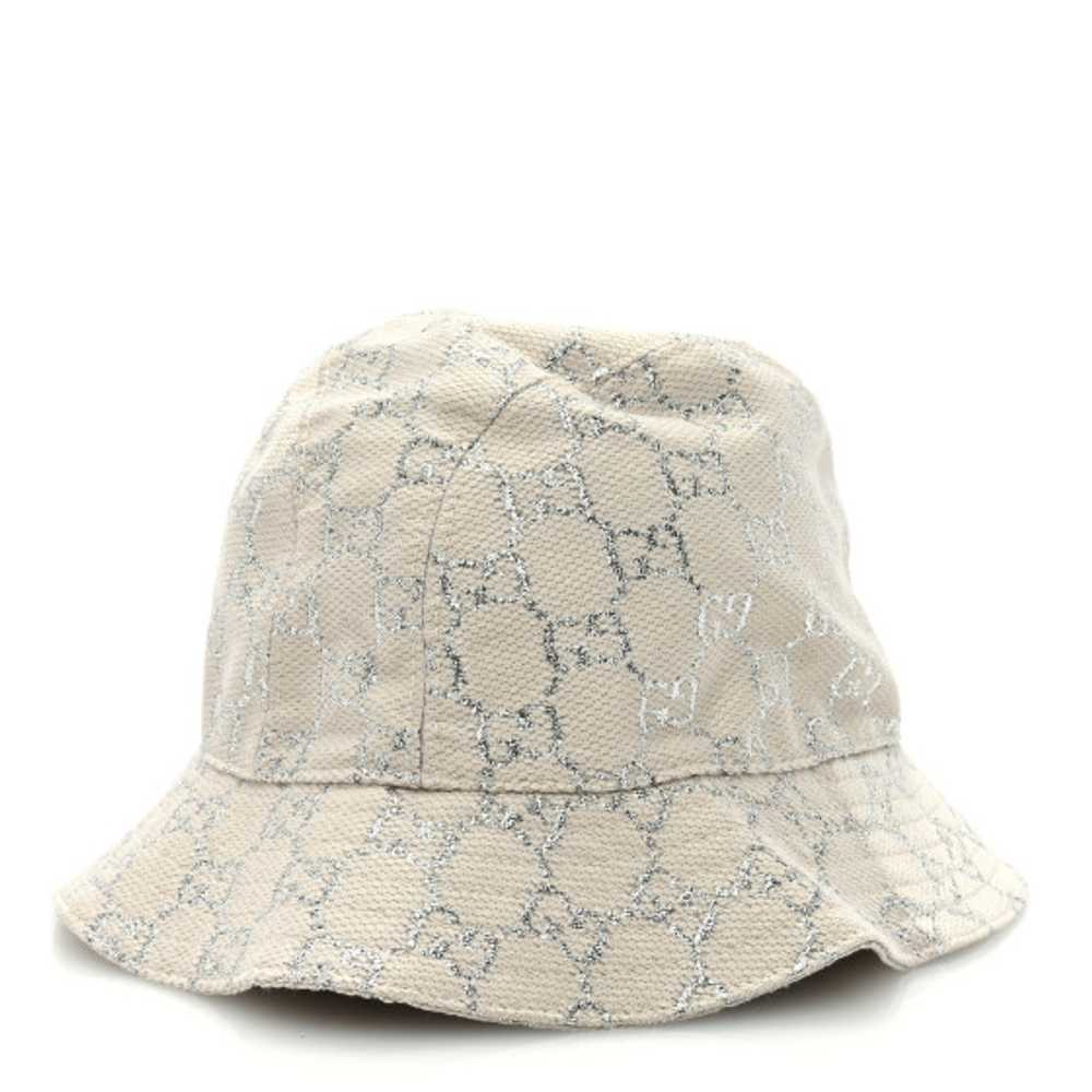 GUCCI Canvas Lame GG Monogram Bucket Hat M Silver - image 1