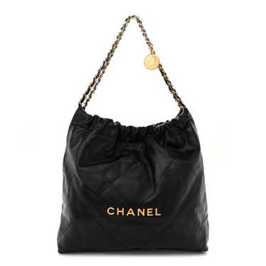 CHANEL Shiny Calfskin Quilted Chanel 22 Black