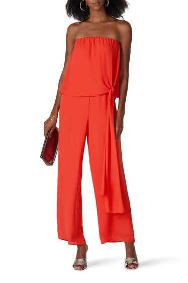 krisa Tie Front Strapless Jumpsuit