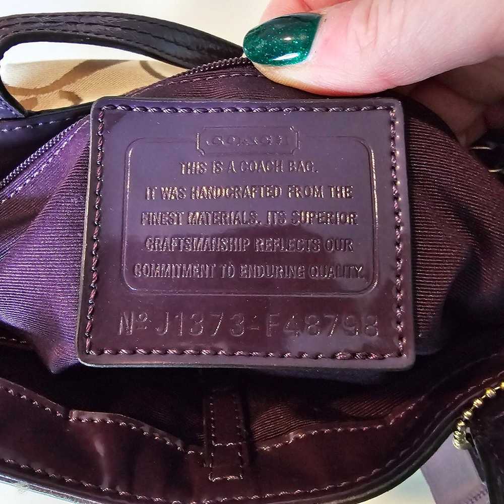 Coach Brown Signature Logo Satchel with Purple St… - image 3