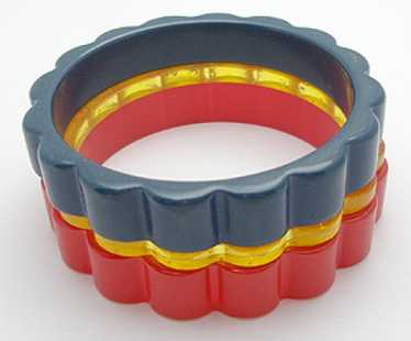 Stack of Three Patriotic Bakelite Bangles - image 1