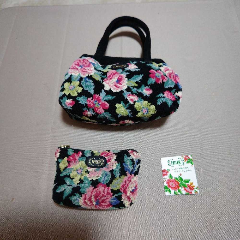 FEILER Floral Pattern Handbag and Pouch Set - image 2