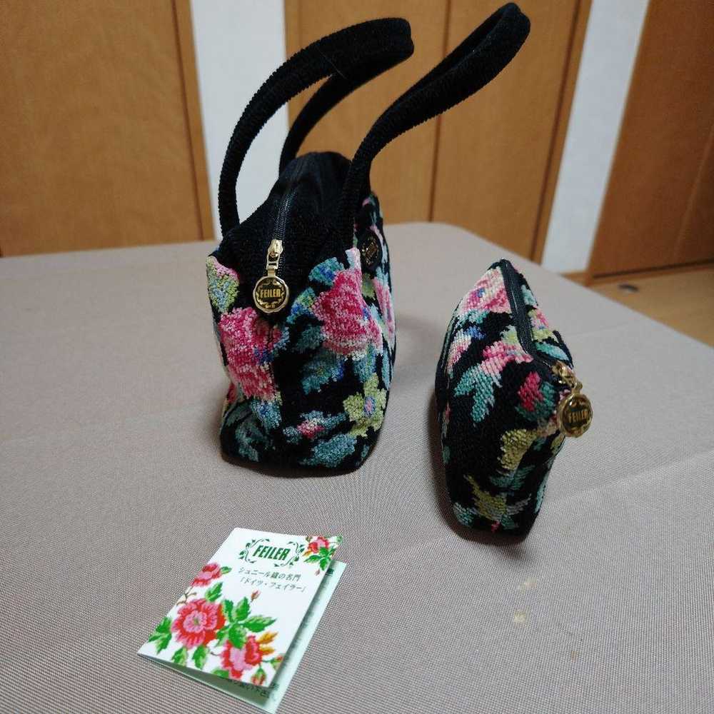 FEILER Floral Pattern Handbag and Pouch Set - image 3