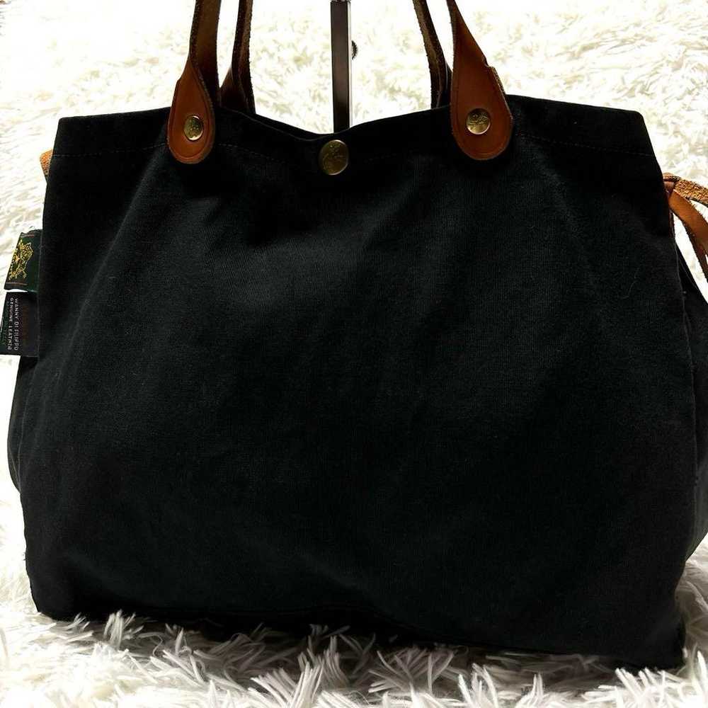 Il Bisonte Mini Canvas Tote Bag Handbag Black wit… - image 1