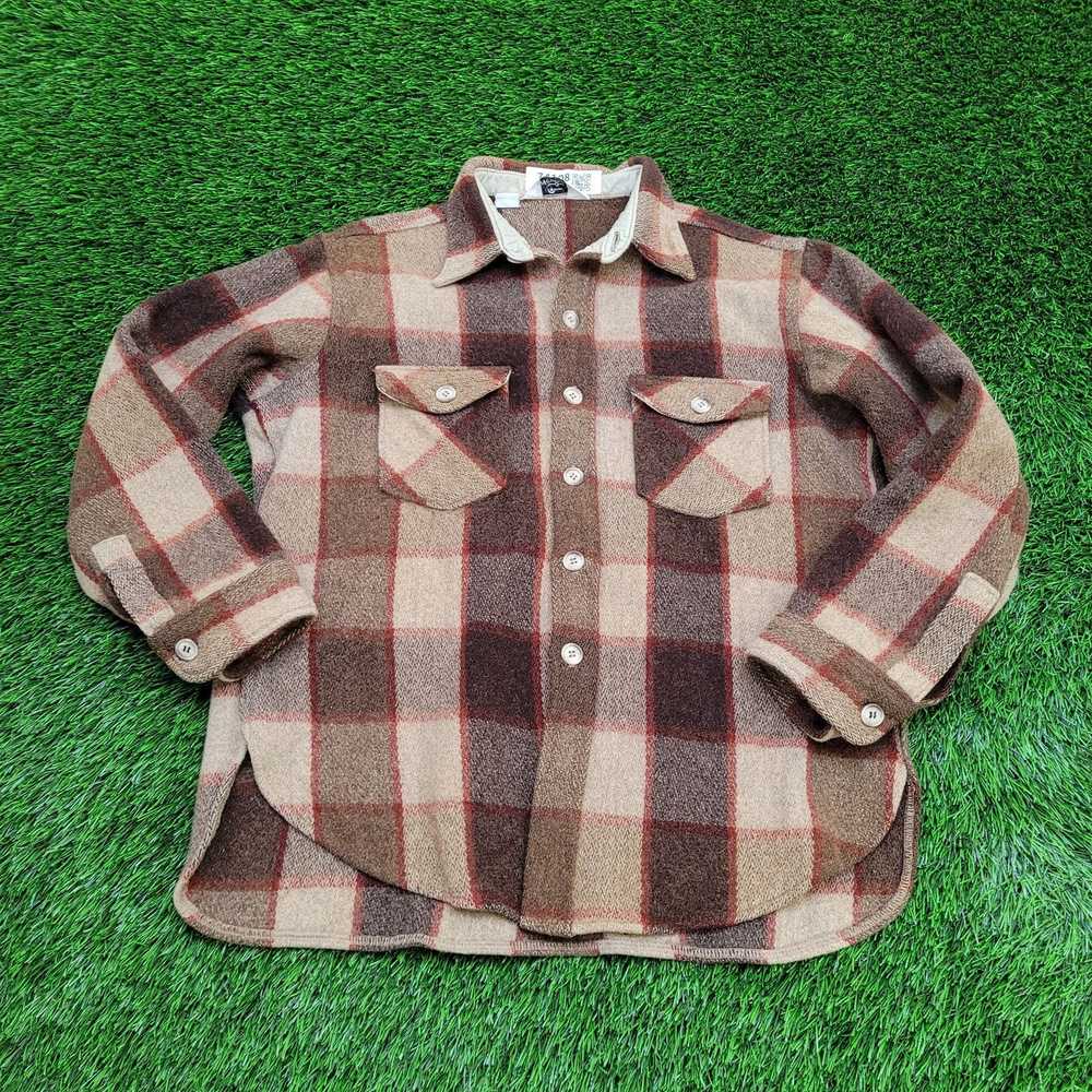 Other Vintage 70s Woolrich Plaid Button Shirt Lar… - image 1