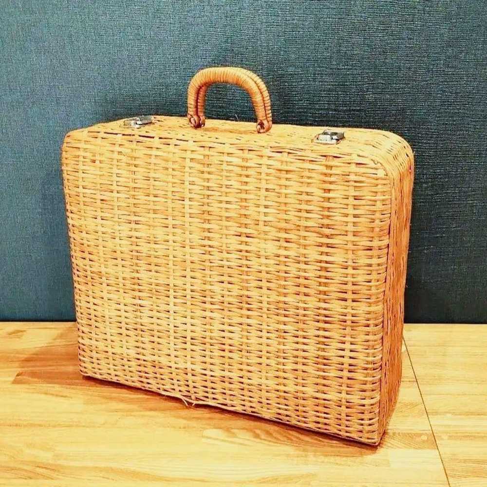 Vintage rattan wicker basket trunk Nordic - image 1