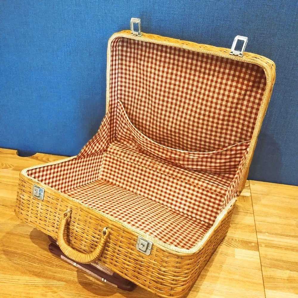 Vintage rattan wicker basket trunk Nordic - image 3