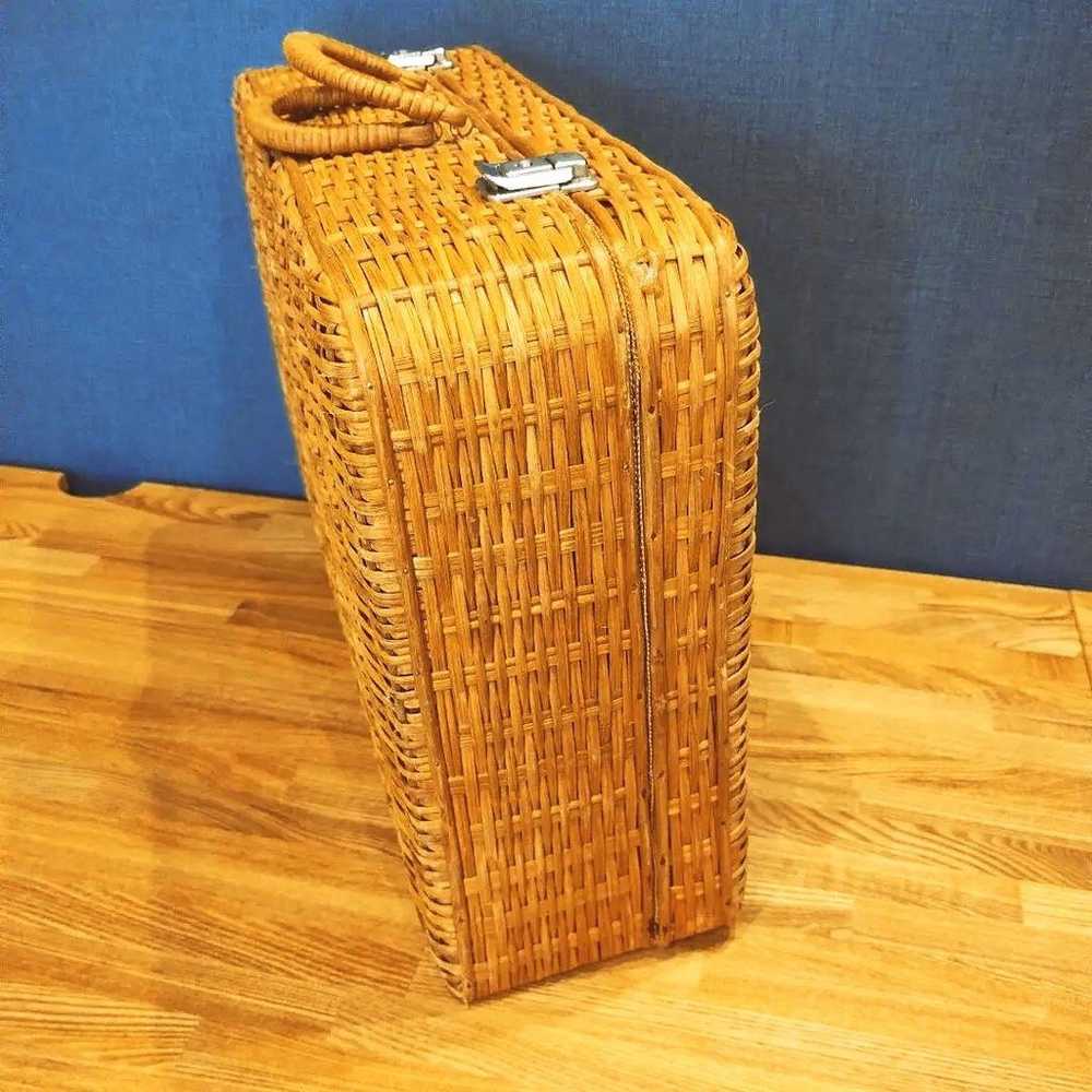 Vintage rattan wicker basket trunk Nordic - image 4