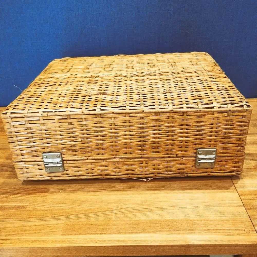 Vintage rattan wicker basket trunk Nordic - image 5