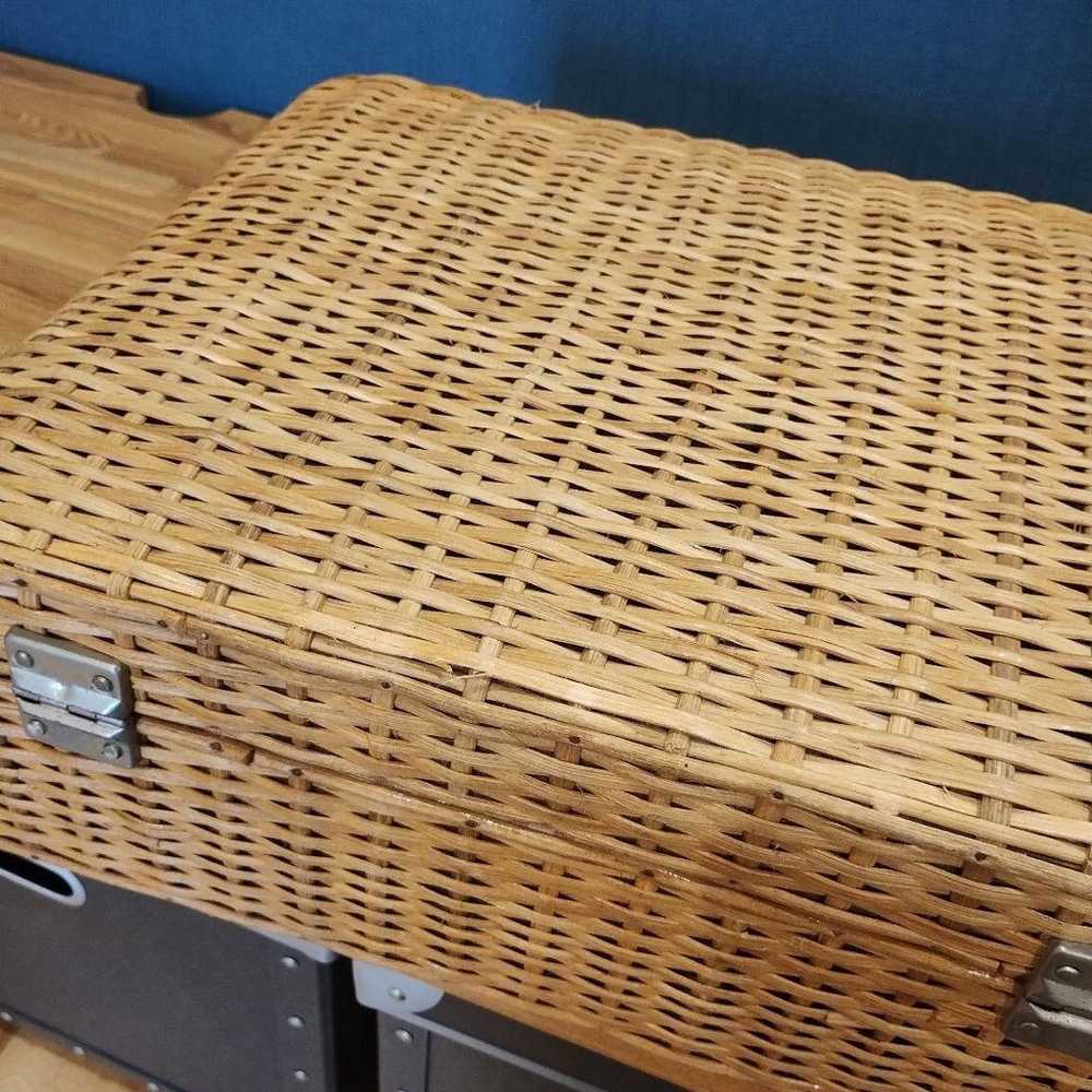 Vintage rattan wicker basket trunk Nordic - image 8