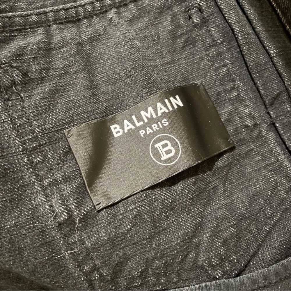 Balmain BALMAIN Denim Jacket Black Distressed 50 … - image 7