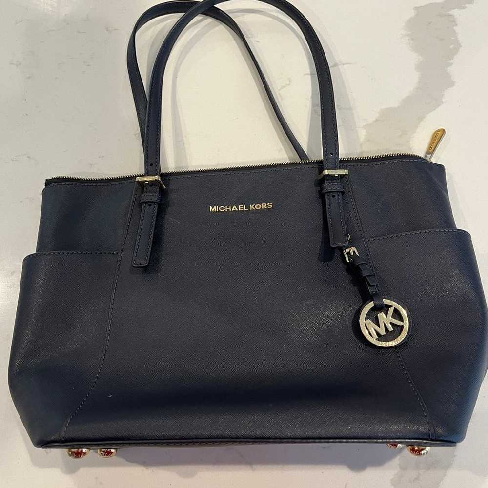 Michael Kors Ciara Navy Blue Saffiano Leather Lar… - image 8