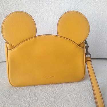 COACH Disney Mickey Wristlet Pouch Yellow Unused - image 1